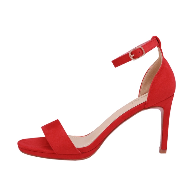 High Heel Pump Sandals - RED SUEDE - 1